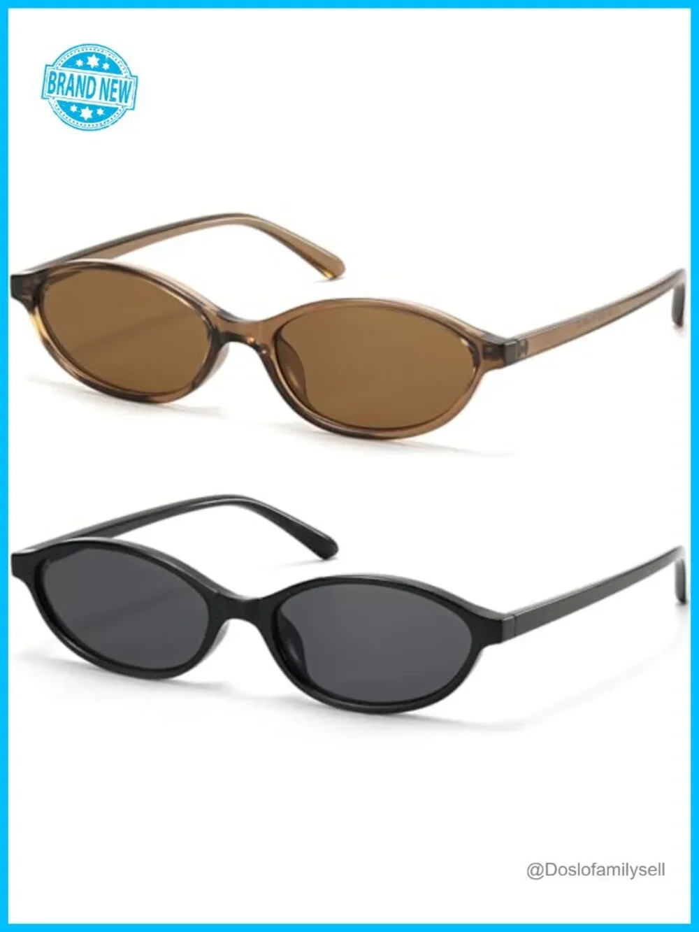 Retro Oval Cat Eye Sunglasses Women Y2K Narrow Plastic